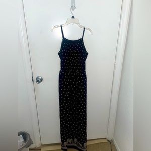 Long black flower patterned dress with elephant print